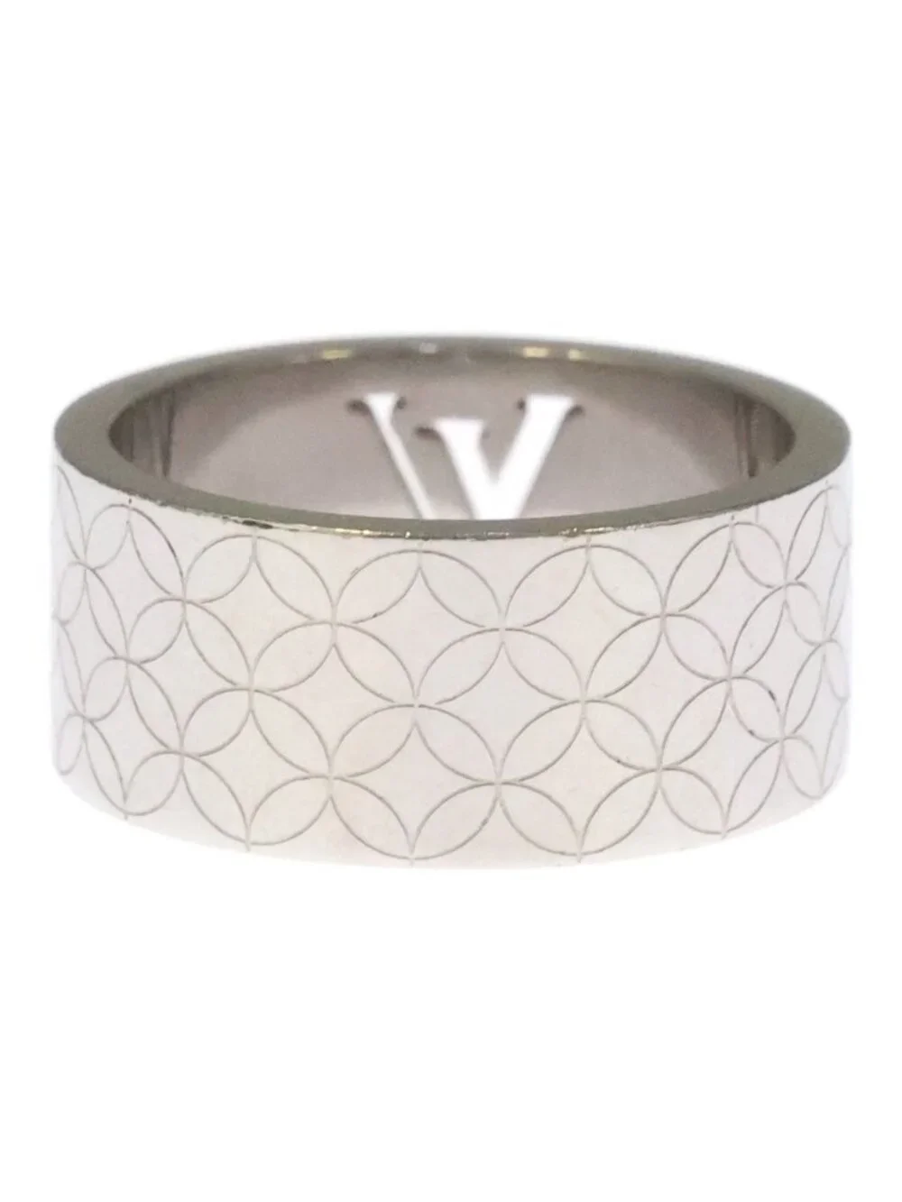 Louis Vuitton Bague Champs-Elysees Monogram Cut Off Ring Silver